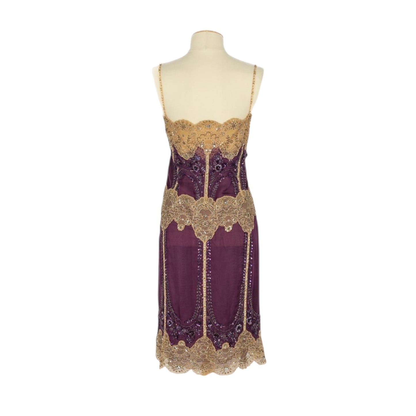 RENTAL ONLY-Vintage Valentino 2005 purple sequined lace dress NWT