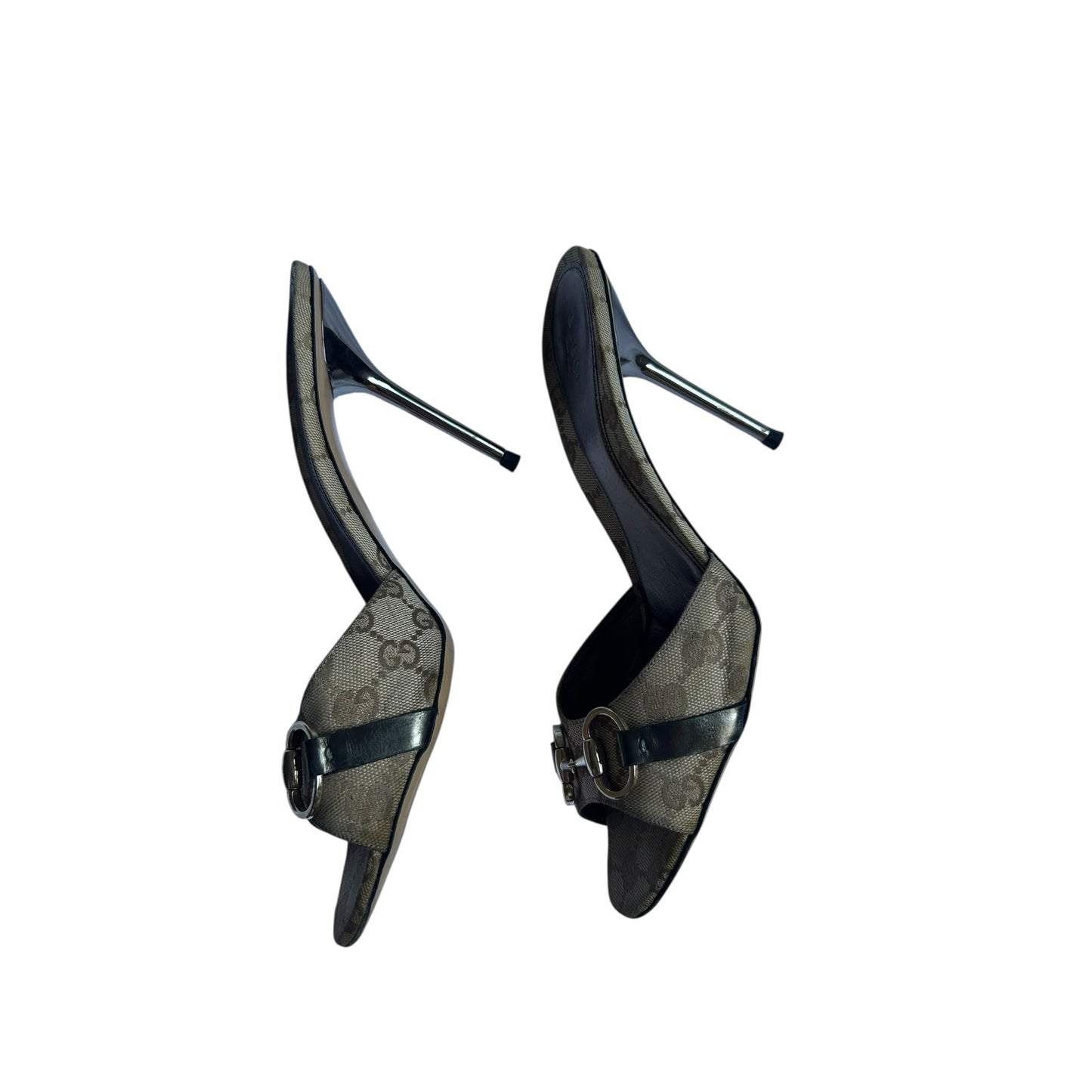 Vintage Gucci by Tom Ford monogram GG horse-bit mule heels / 41