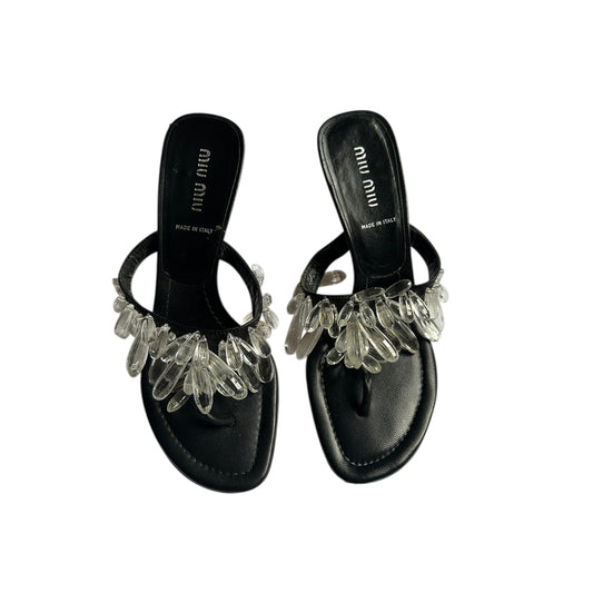 Vintage rare Miu Miu crystal thong sandals / 36