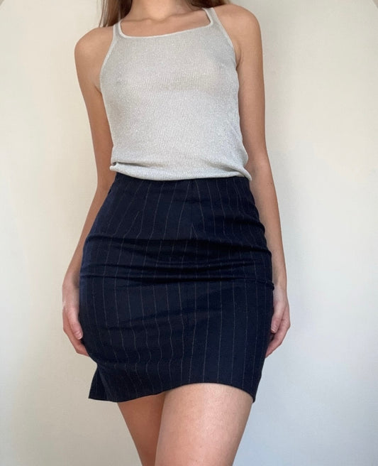 Vintage Ralph Lauren purple label wool navy mini skirt / S