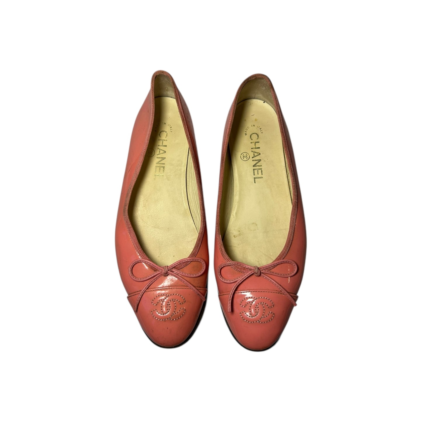Vintage Chanel CC interlocking logo pink ballet flats / 37.5