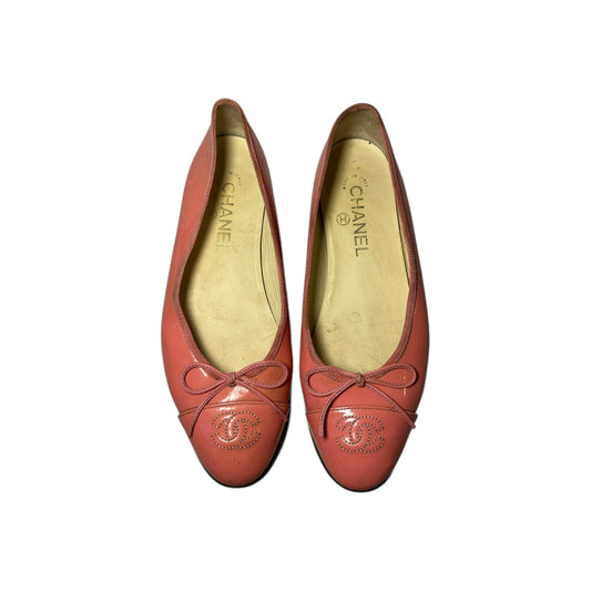 Vintage Chanel CC interlocking logo pink ballet flats / 37.5