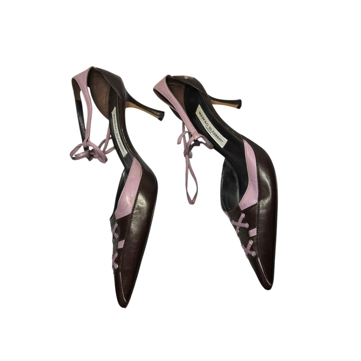 Vintage rare Manolo Blahnik bow tie purple-brown heels / 39