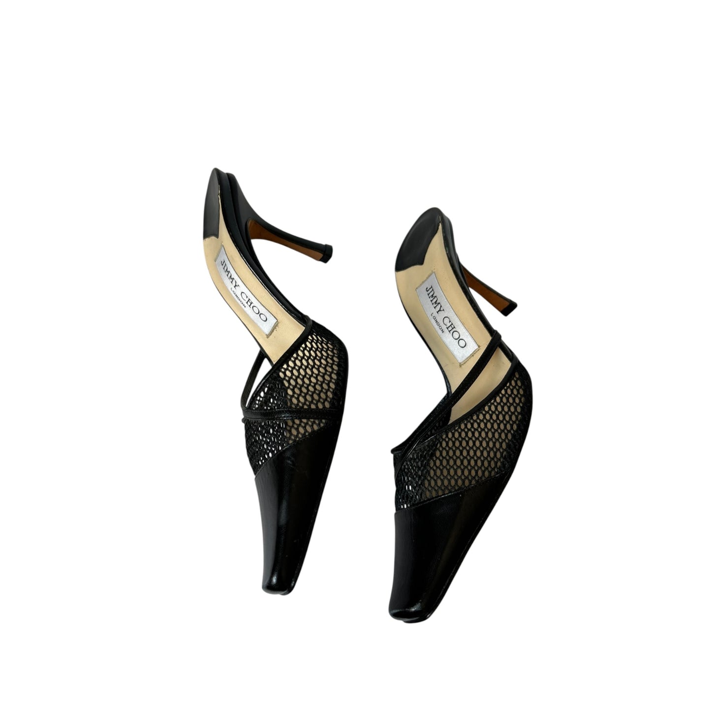Vintage Jimmy Choo black leather mesh mules / 36.5