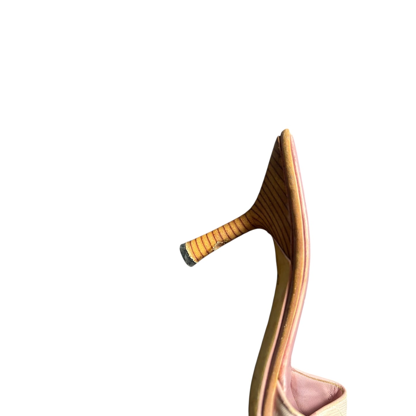 Vintage Chanel pink cloth travel line mule heels / 38