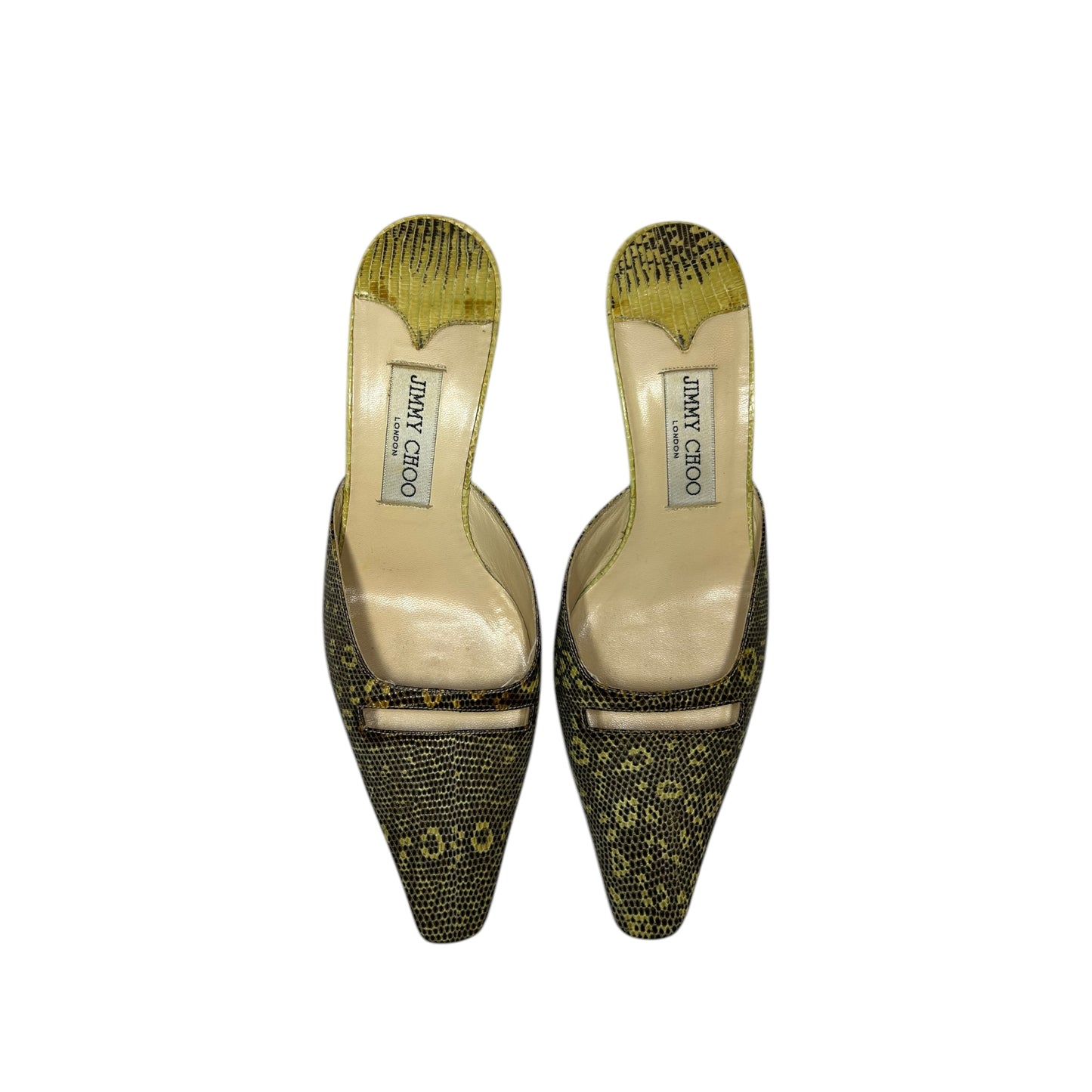 Vintage Jimmy Choo croc animal print mule heels / 37