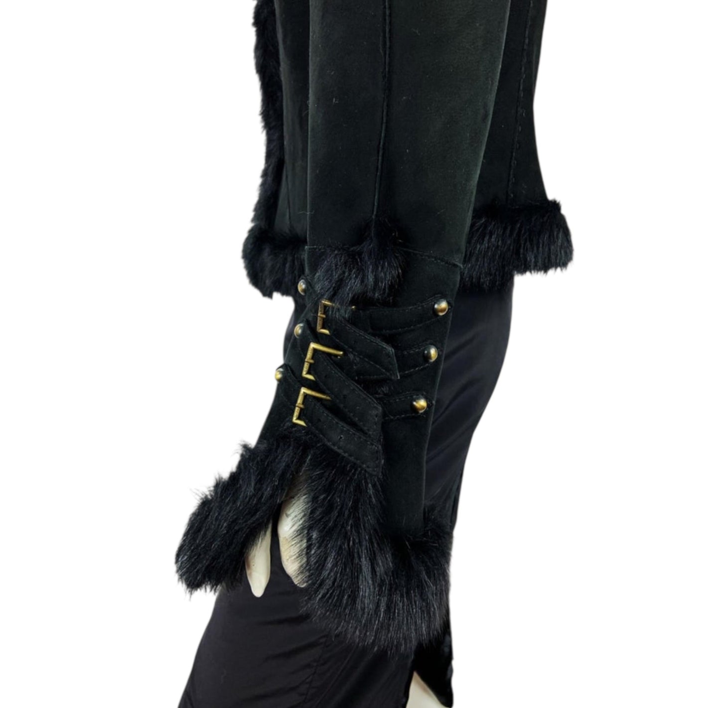 Vintage Roberto Cavalli FW 2004 black suede and mink shearling jacket coat