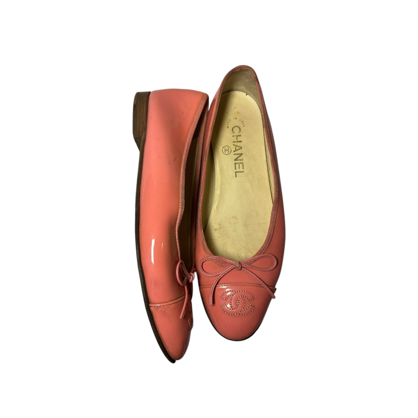 Vintage Chanel CC interlocking logo pink ballet flats / 37.5