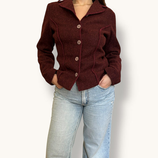 Vintage Cavalli mohair wool burgundy blazer
