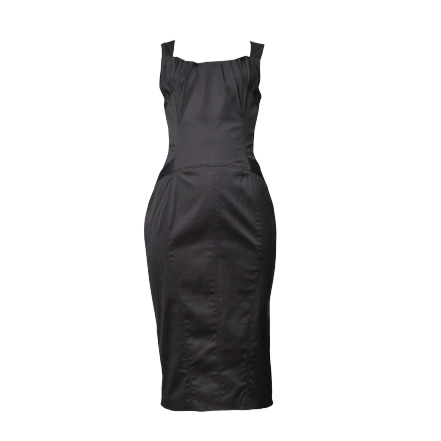 Vintage Gucci by Tom Ford FW2003 Gray Structured Satin Dress with Buckle Detailh