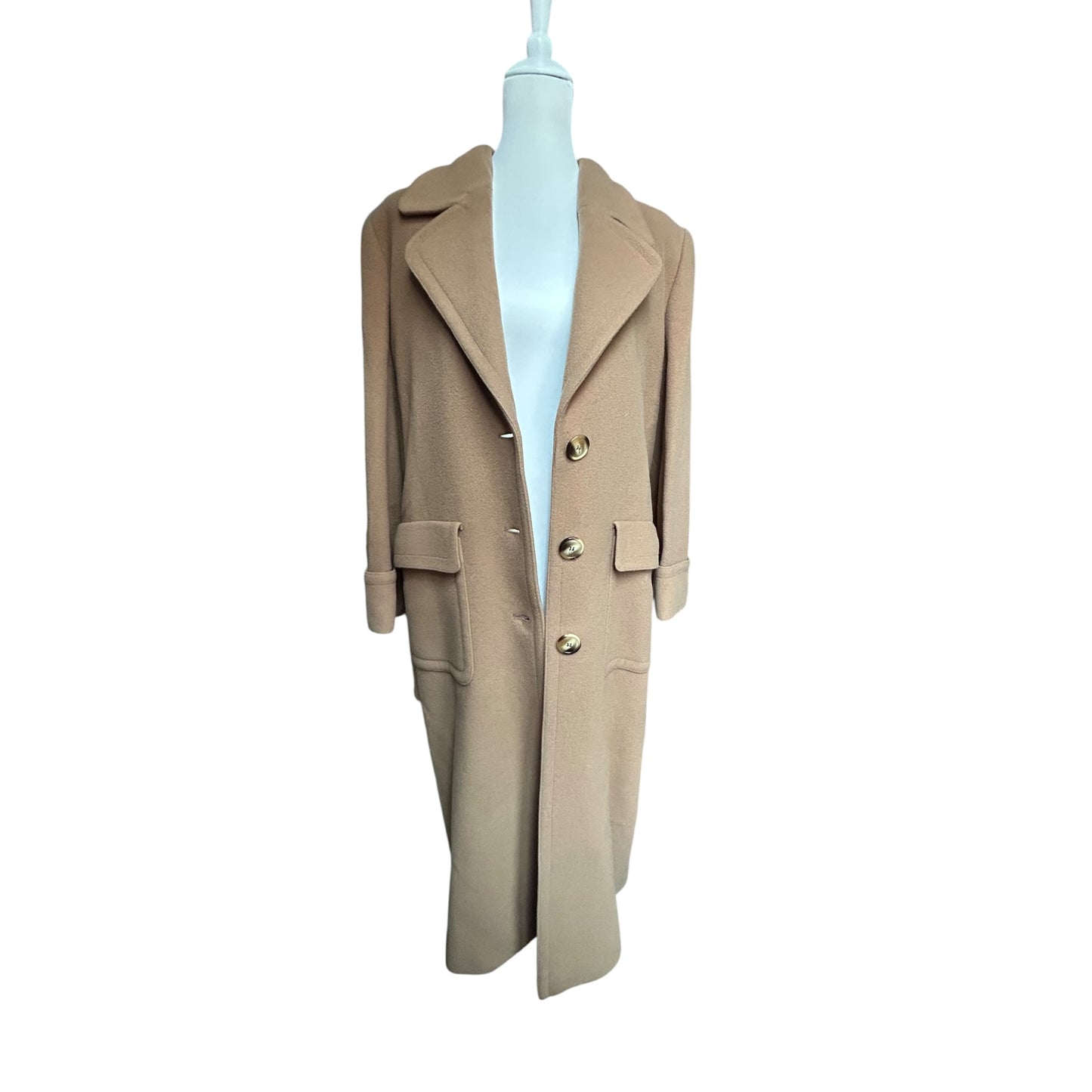 Vintage Valentino Camel Wool Coat – Belted Tailored maxi Coat Classic Italian Luxury Outerwear – Made in Italy
