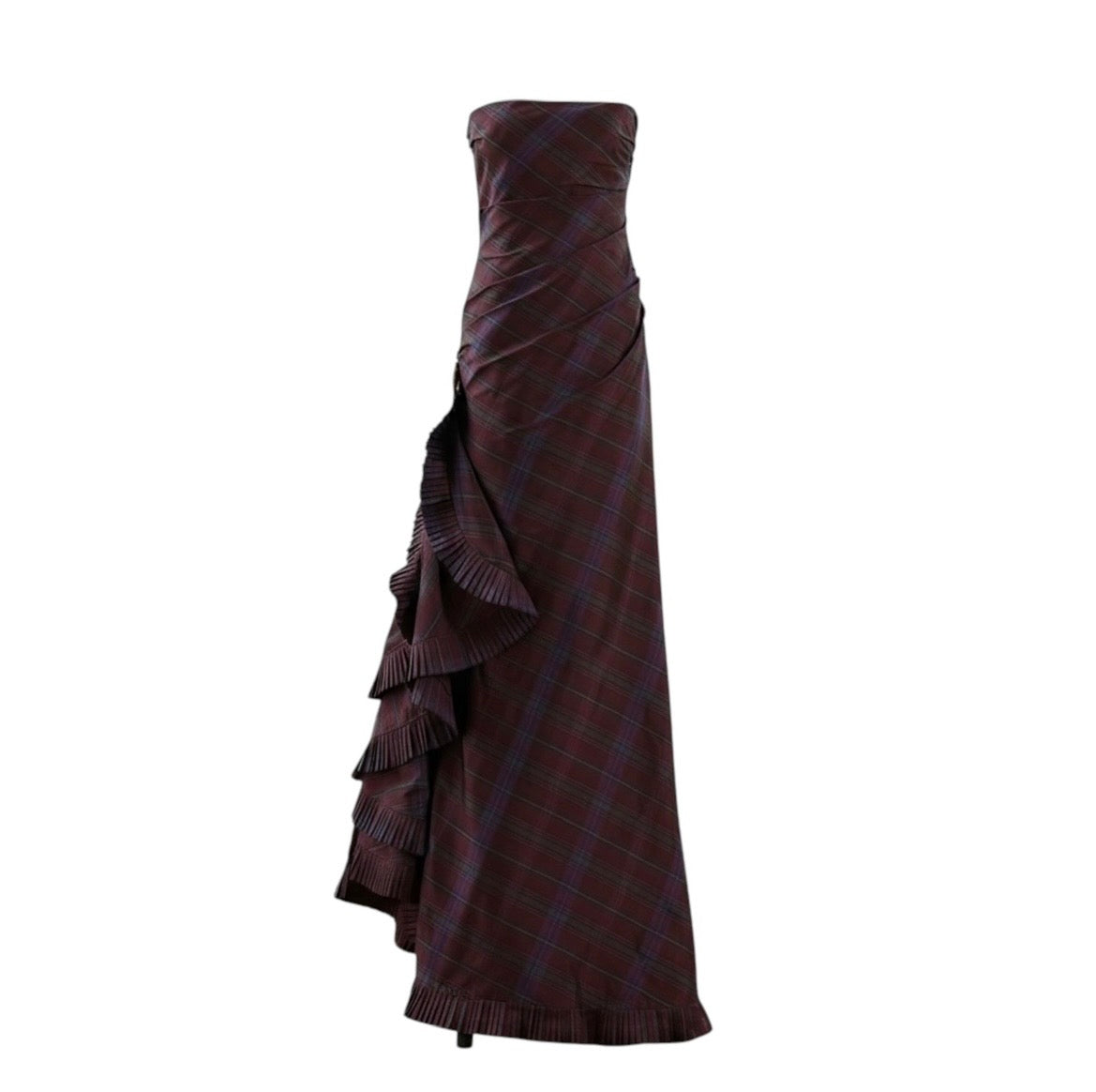 Vintage Ralph Lauren Strapless Silk Taffeta Evening Dress FW 2006 Runway