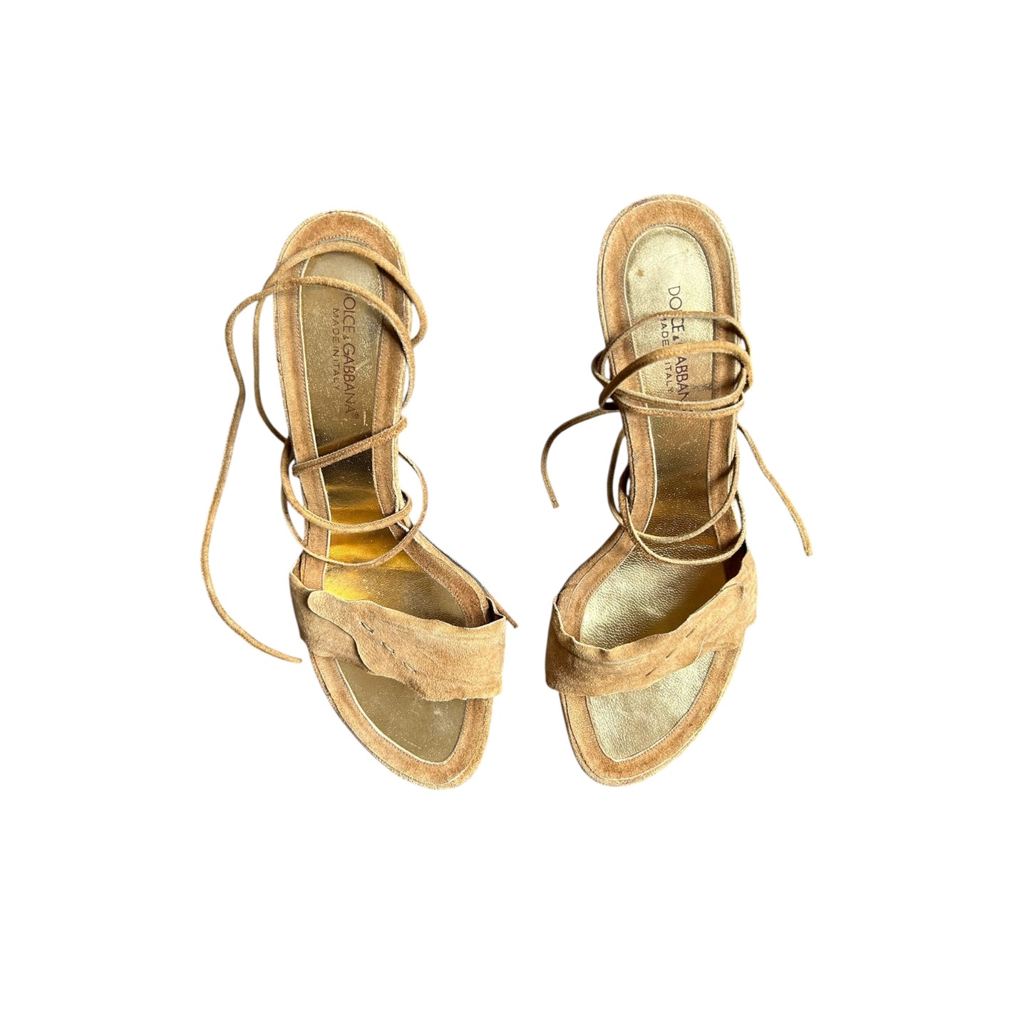 Vintage Dolce&Gabbana wrap around suede brown heels / 39