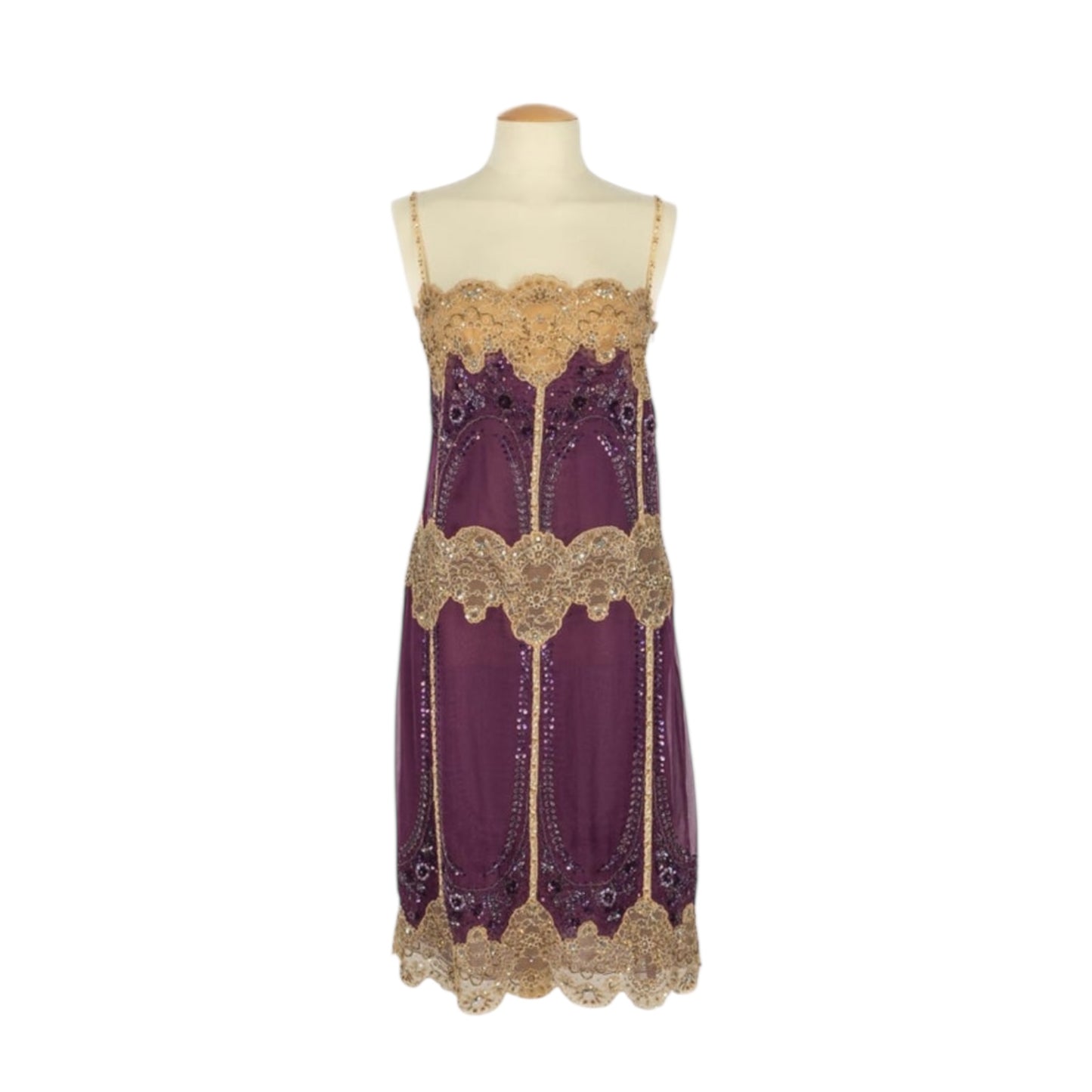 RENTAL ONLY-Vintage Valentino 2005 purple sequined lace dress NWT