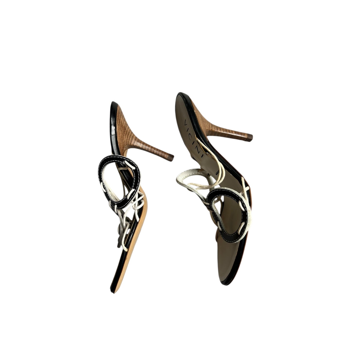 Vintage Vicini geometric design mule heels / 35