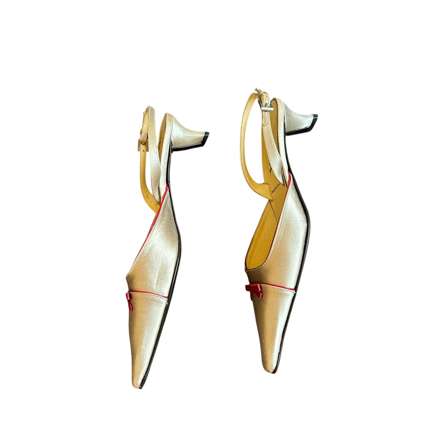 Vintage Prada satin bow tie slingback kitten heels/ 35