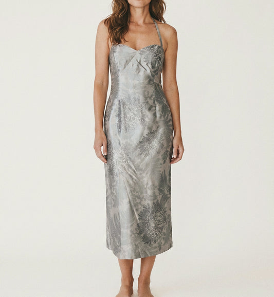 Vintage Chloé by Stella McCartney Iridescent Floral Printed metallic Dress Fall 2001 Collection