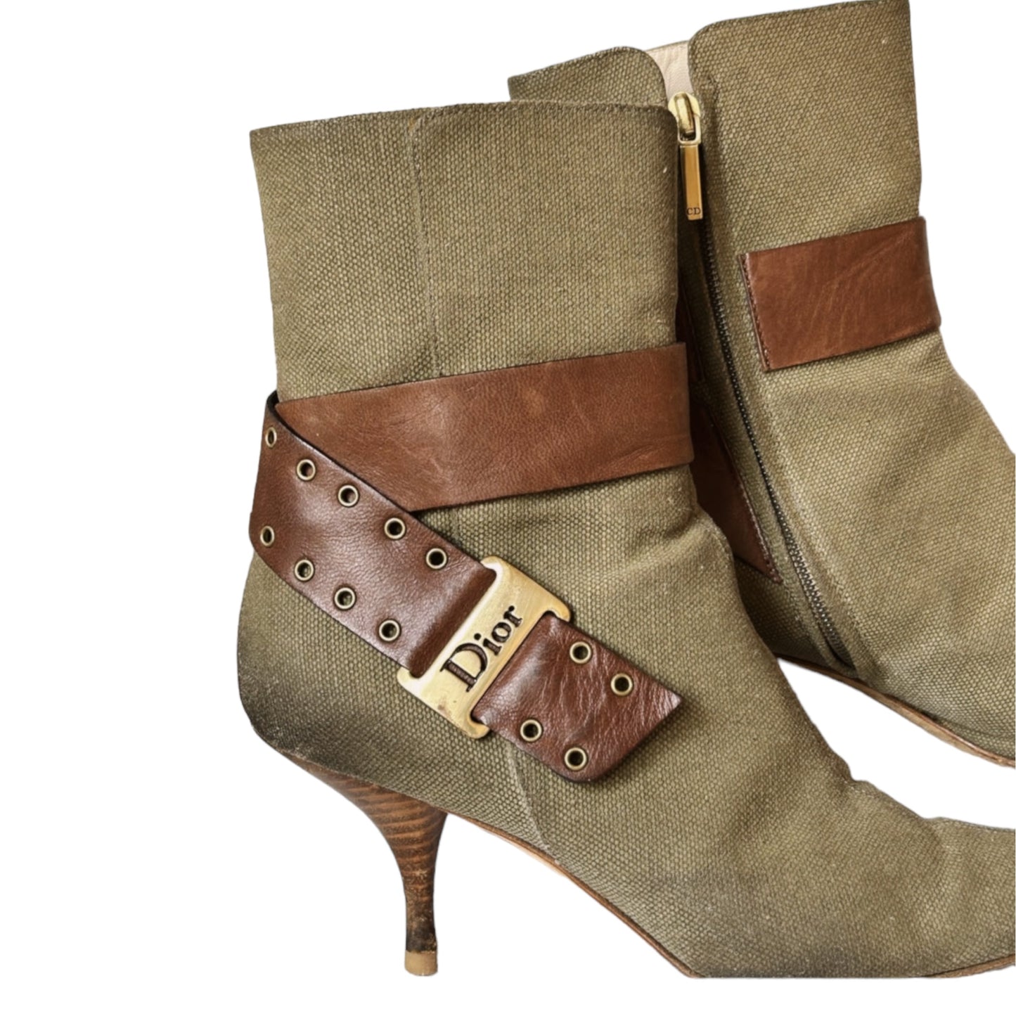Vintage Dior 2000s khaki ankle boots/36.5