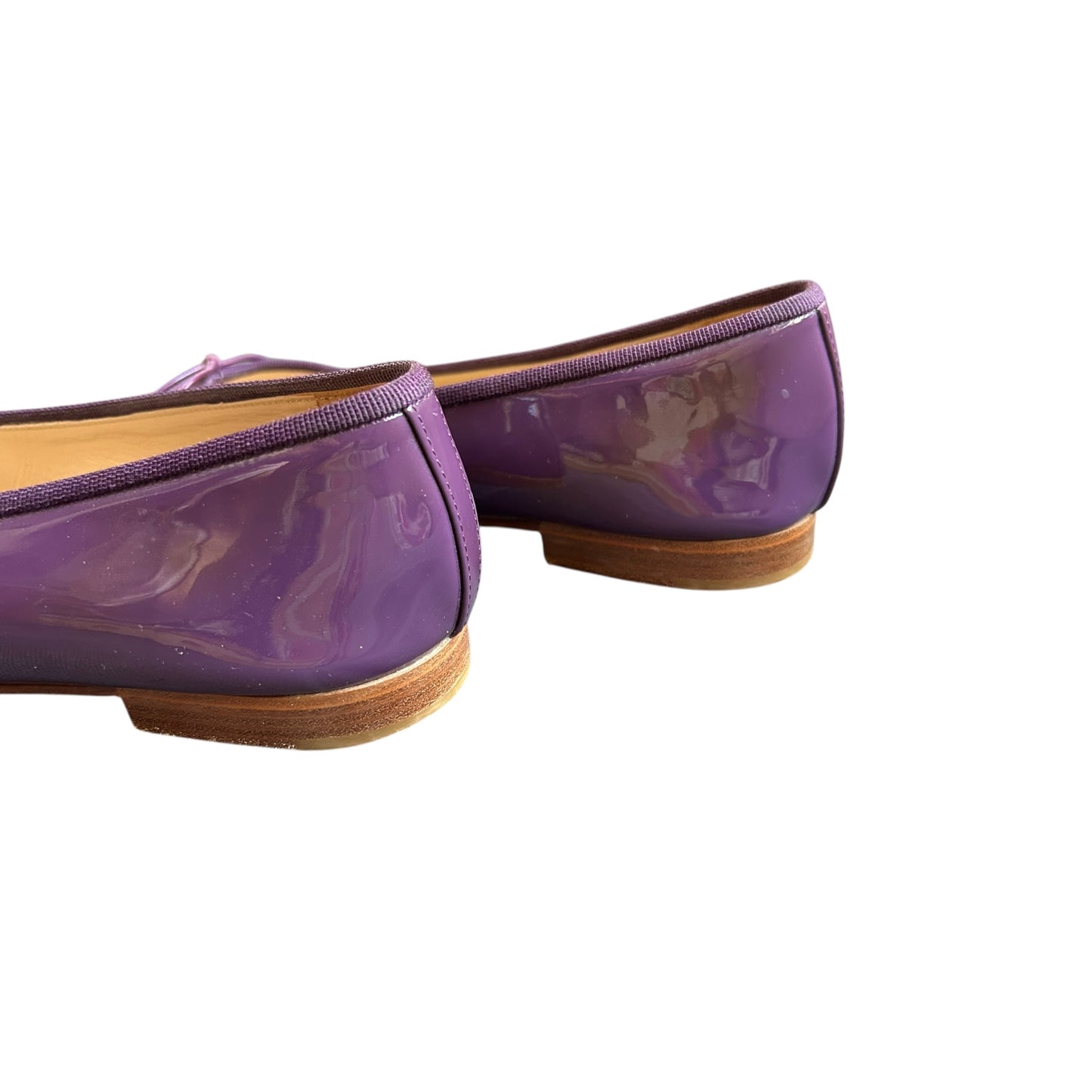 Vintage Chanel purple leather ballet flats CC interlocking logo / 37