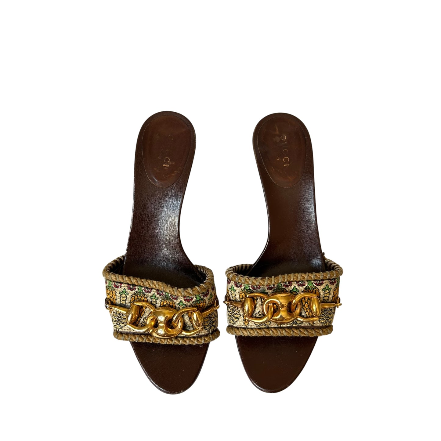 Vintage Gucci pineapple mule heels / 36.5