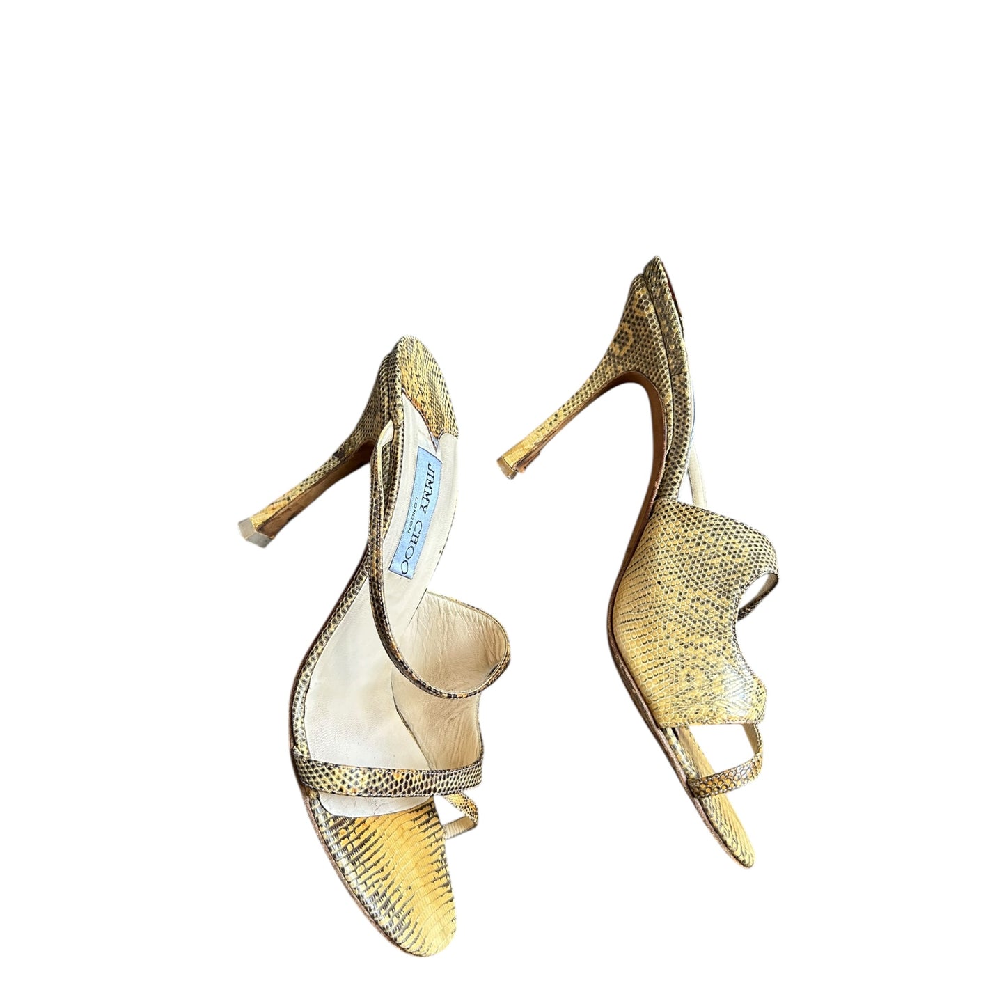 Vintage Jimmy Choo python strappy mule heels / 39