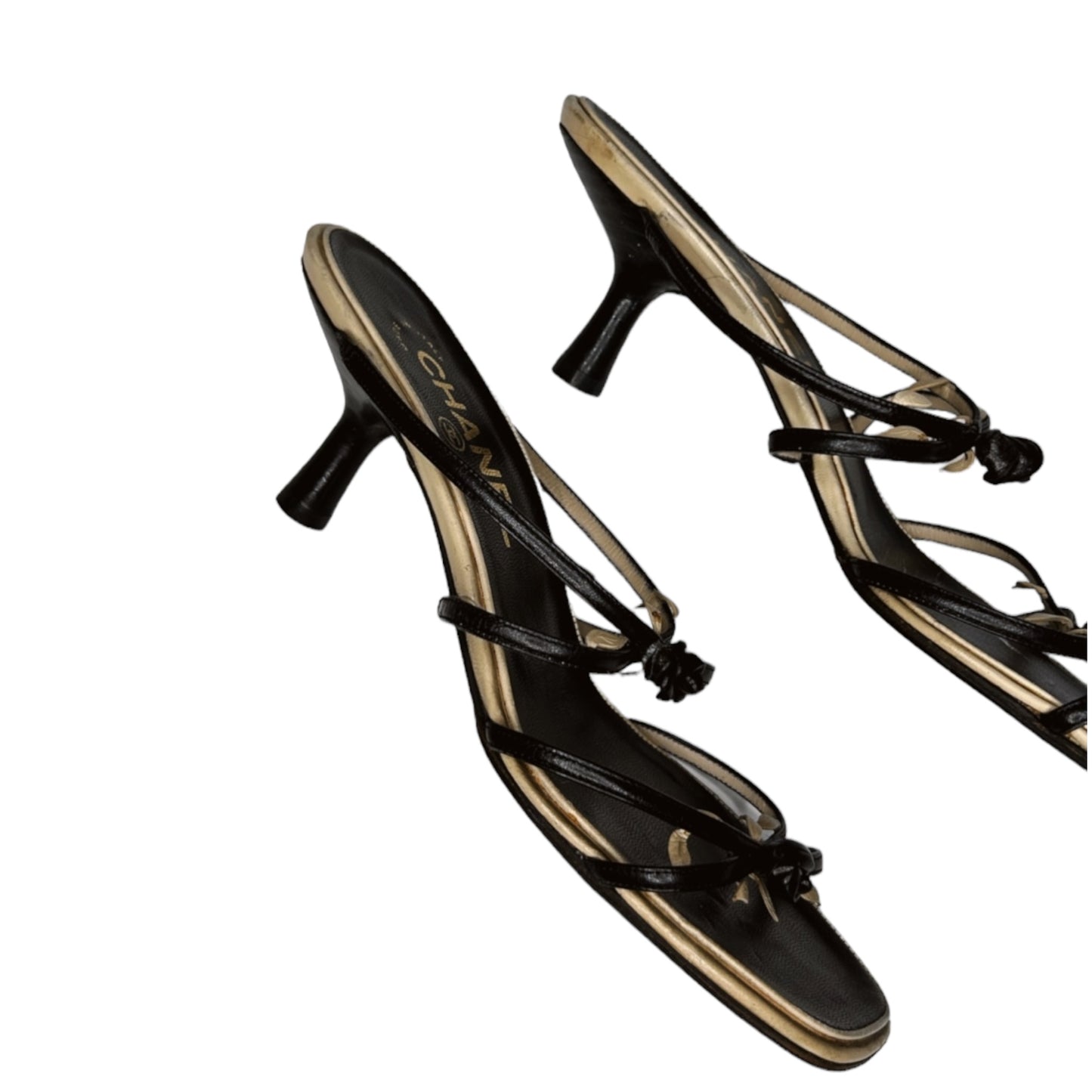 Vintage Chanel rosebud leather sandals