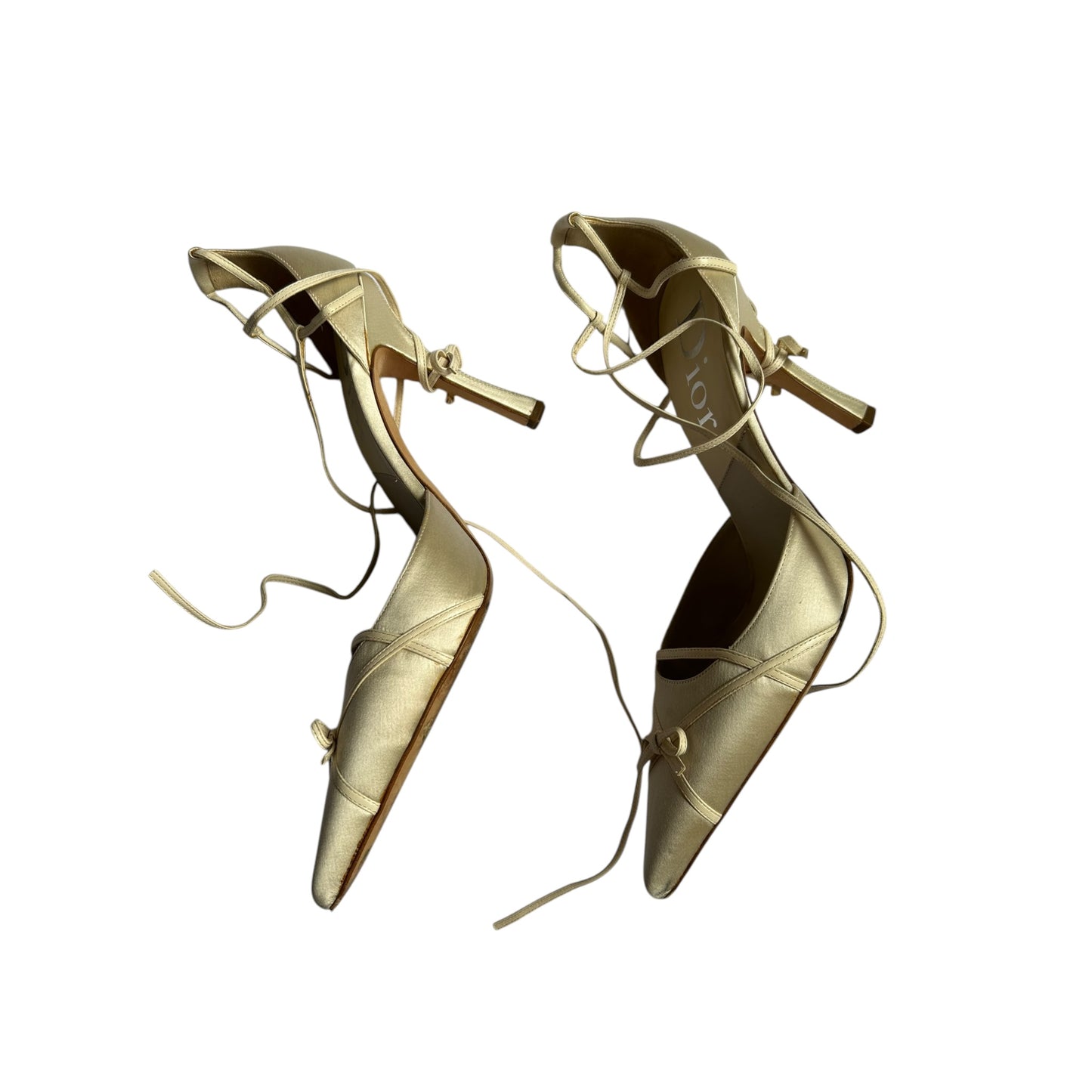 Vintage Dior pearl satin wrap around heels / 40