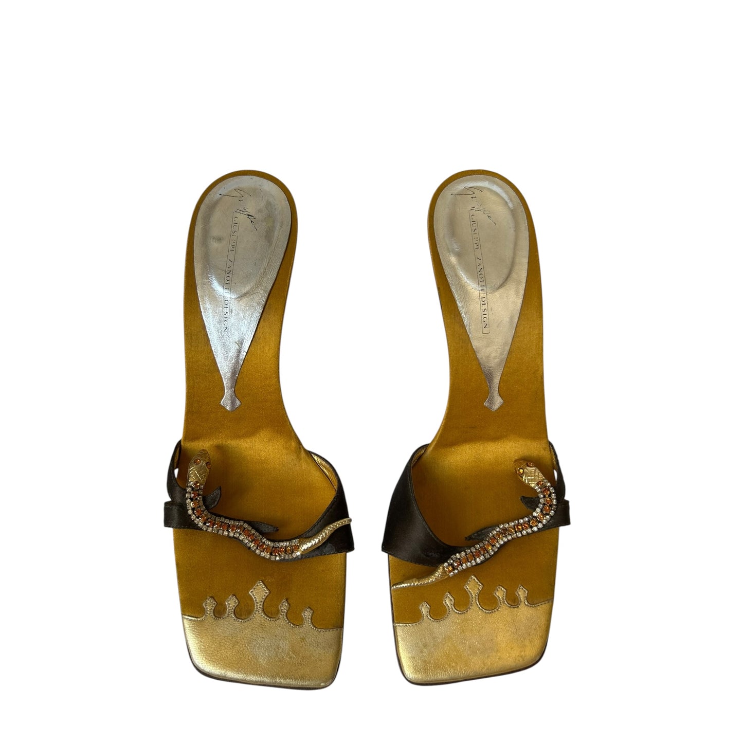 Vintage Giuseppe Zanotti rare snake gold mule heels / 40
