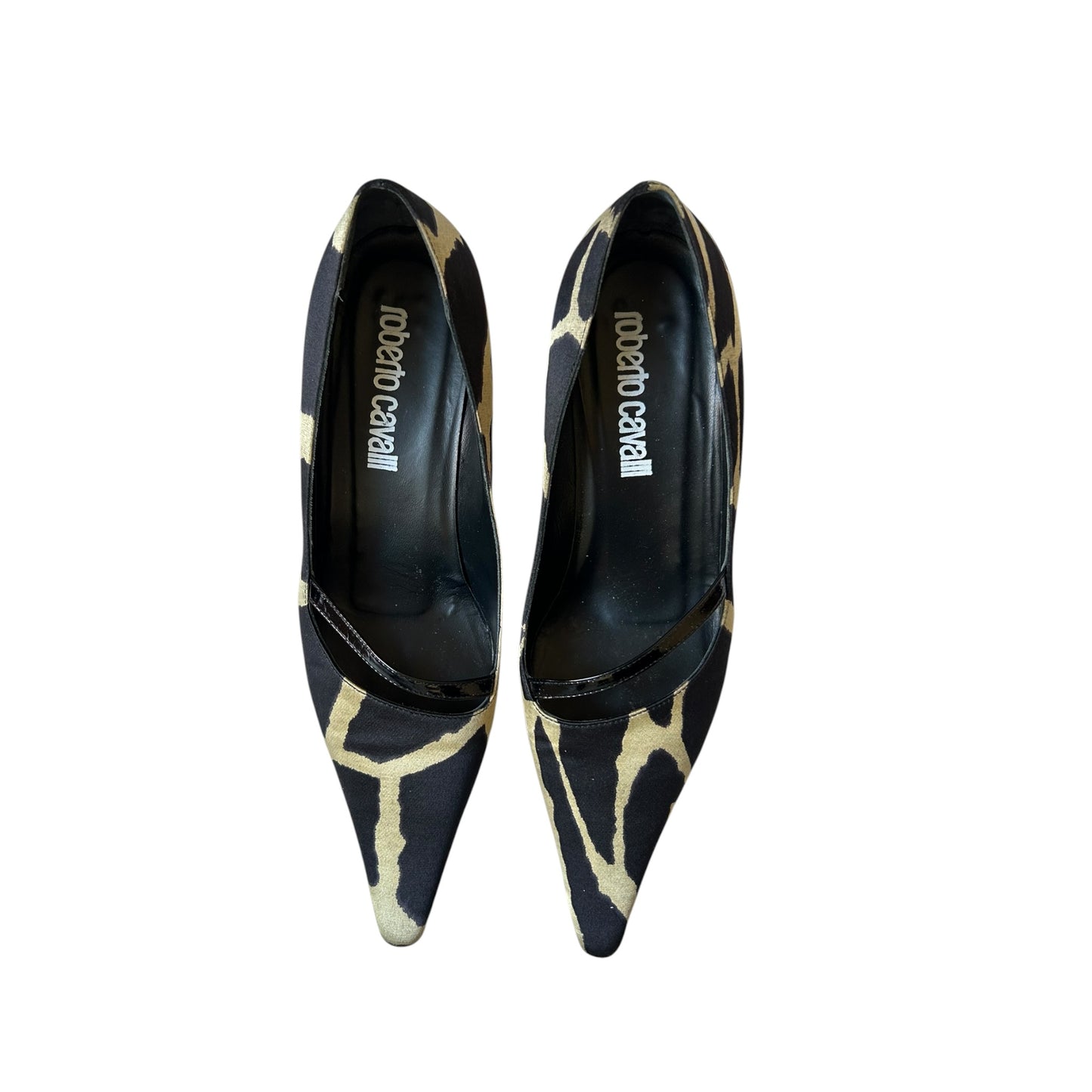 Vintage Cavalli satin zebra heels / 38.5