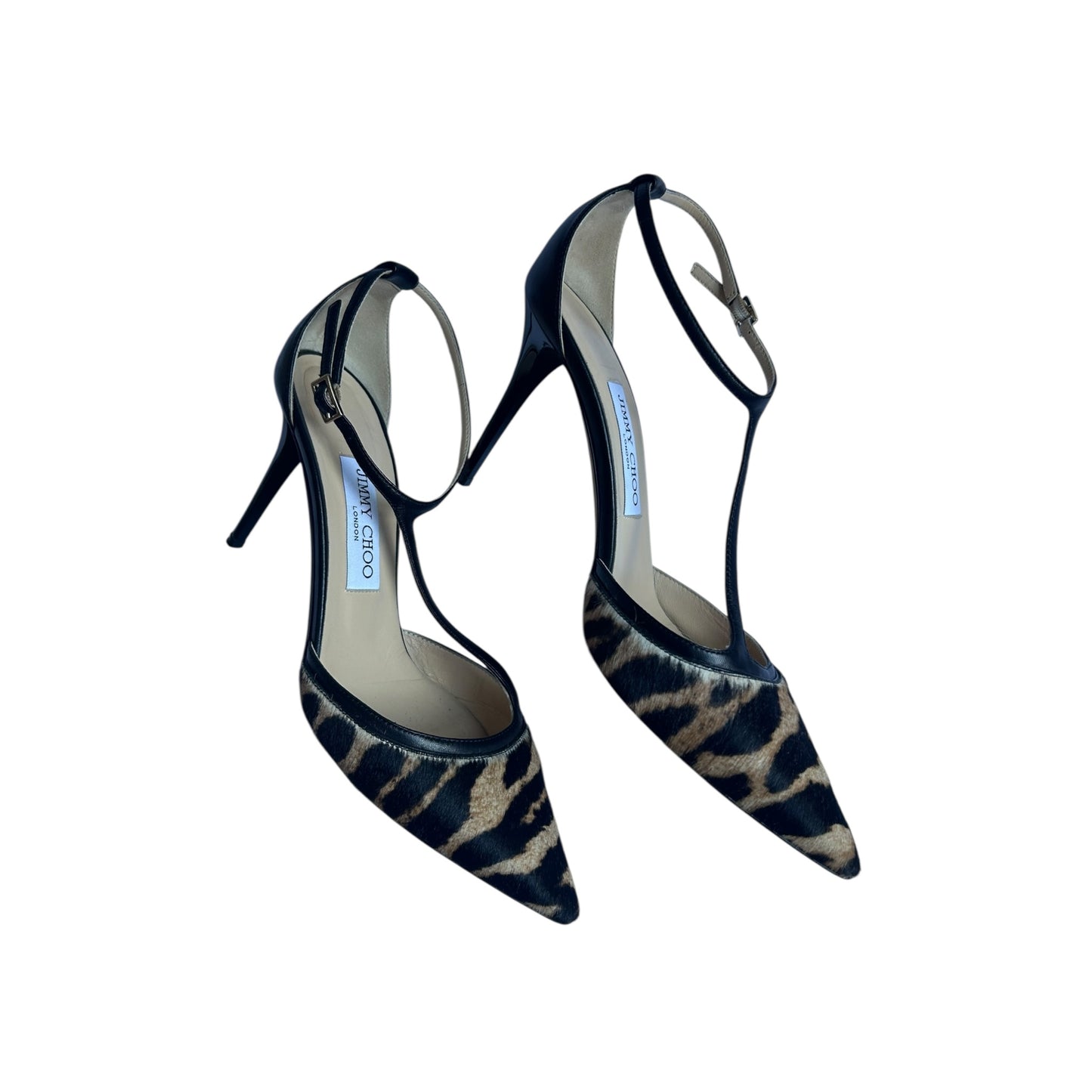 Vintage Jimmy Choo pony hair tiger print heels/ 38.5