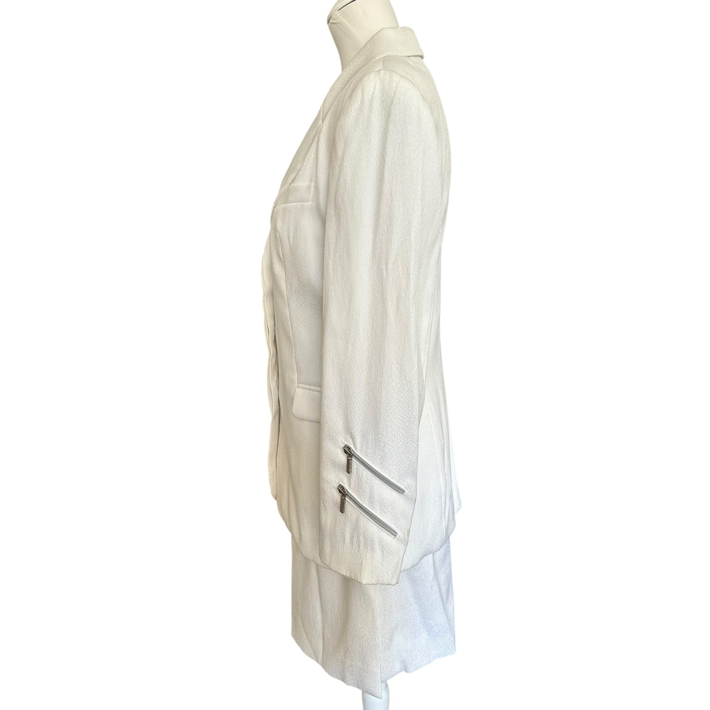 Vintage Versace white mini skirt suit double zipper