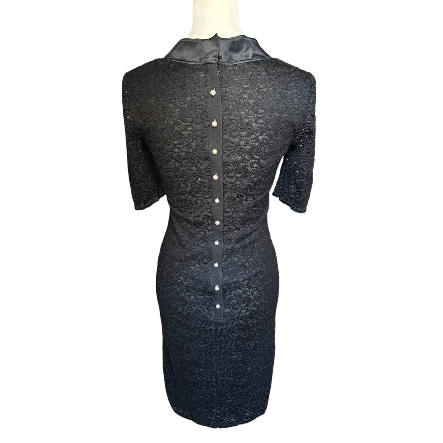 Vintage Dolce&Gabbana black lace midi pearl dress