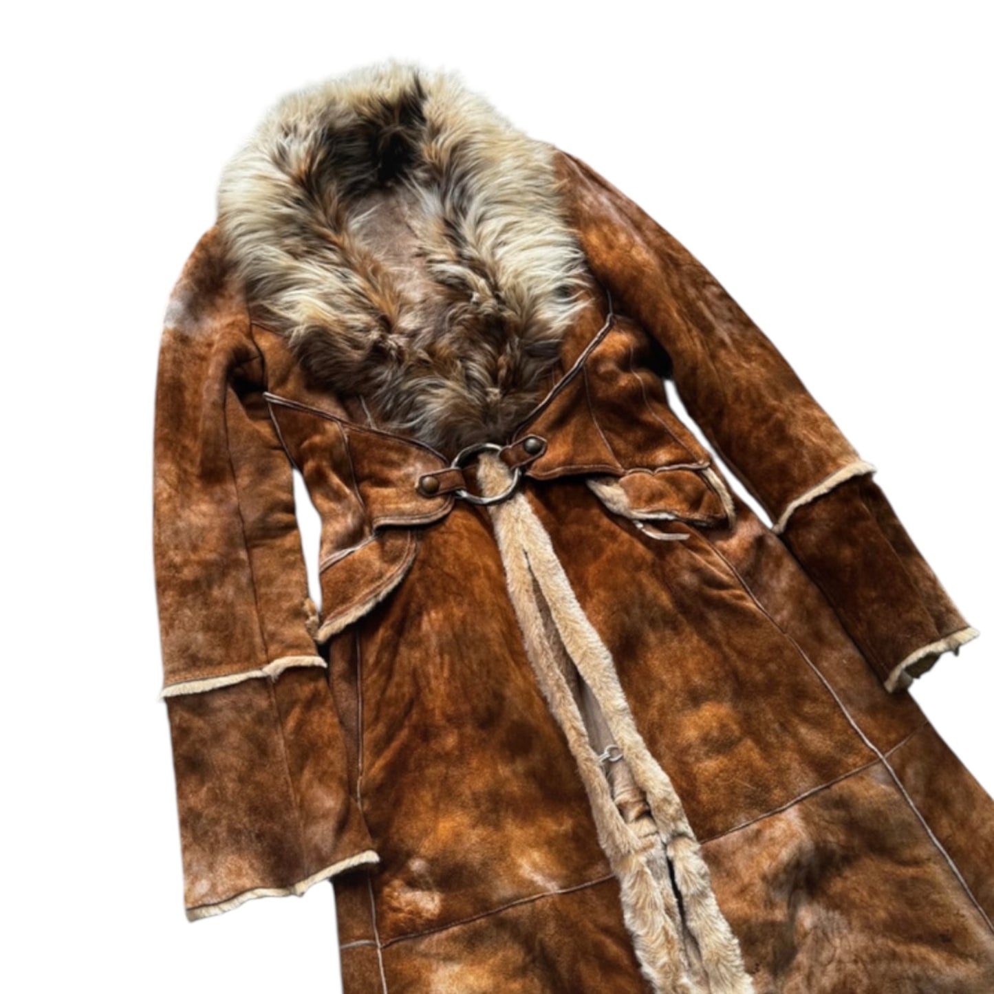 Vintage 90s Roberto Cavalli camel skin faux fur coat