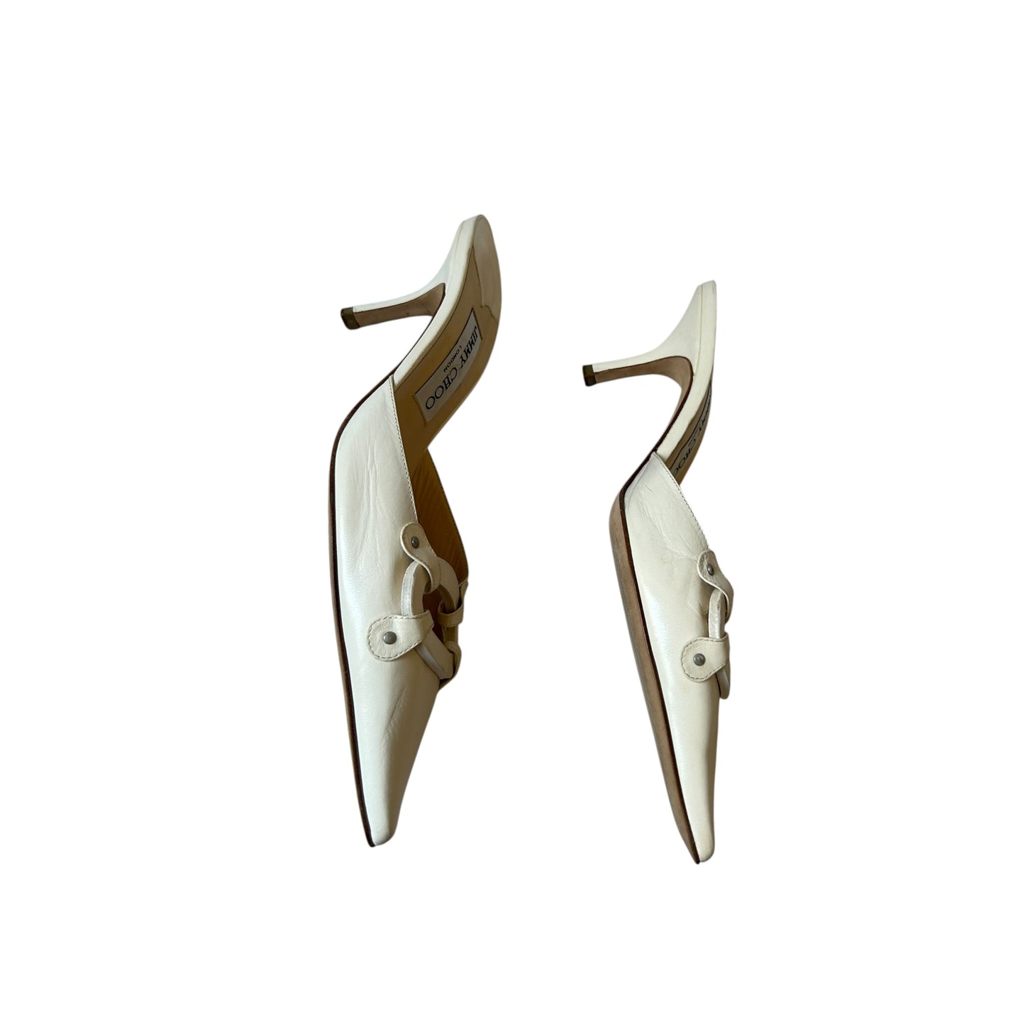 Vintage Jimmy Choo white leather mule heels / 36.5