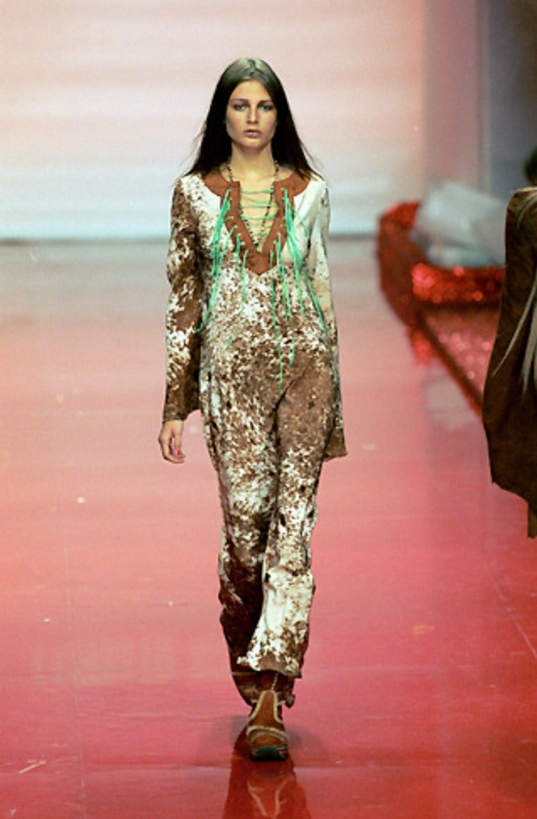 Vintage rare 1999 Roberto Cavalli Horse Print and Fur Runway Cardigan