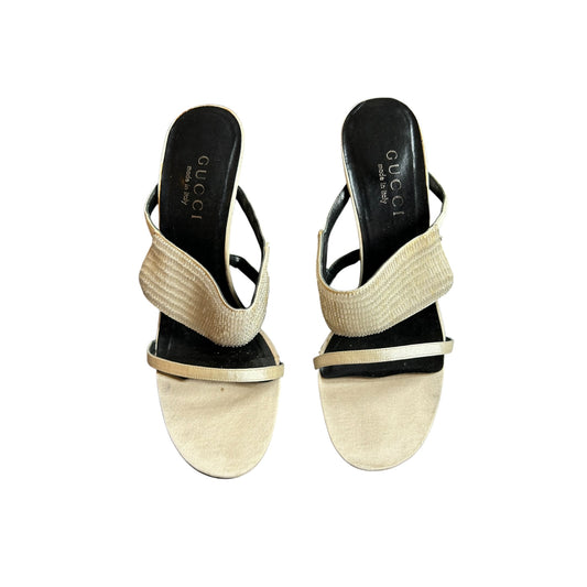 Vintage rare Gucci white sequined sandal heels / 38