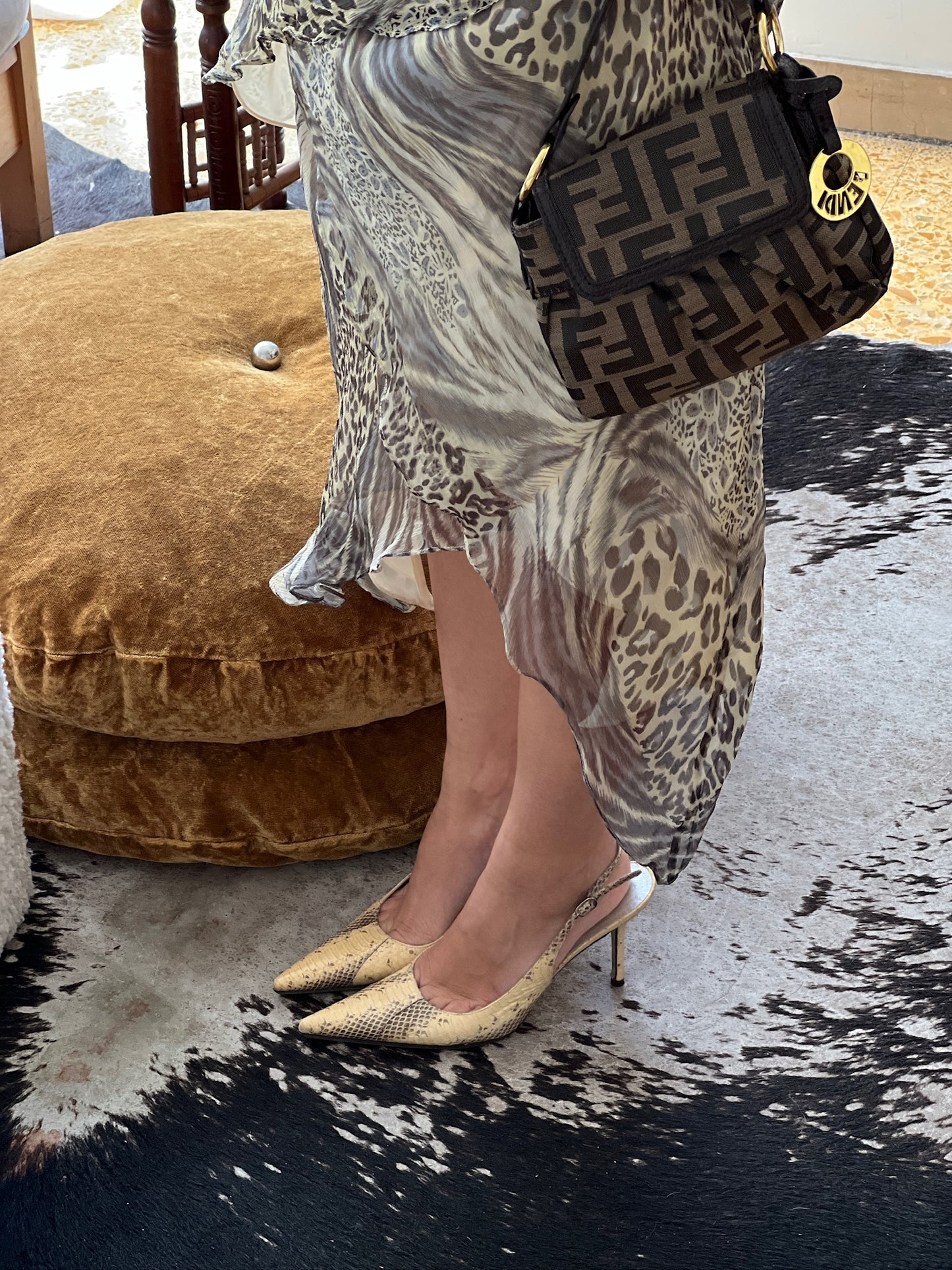 Vintage Dolce&Gabbana python slingback heels / 39