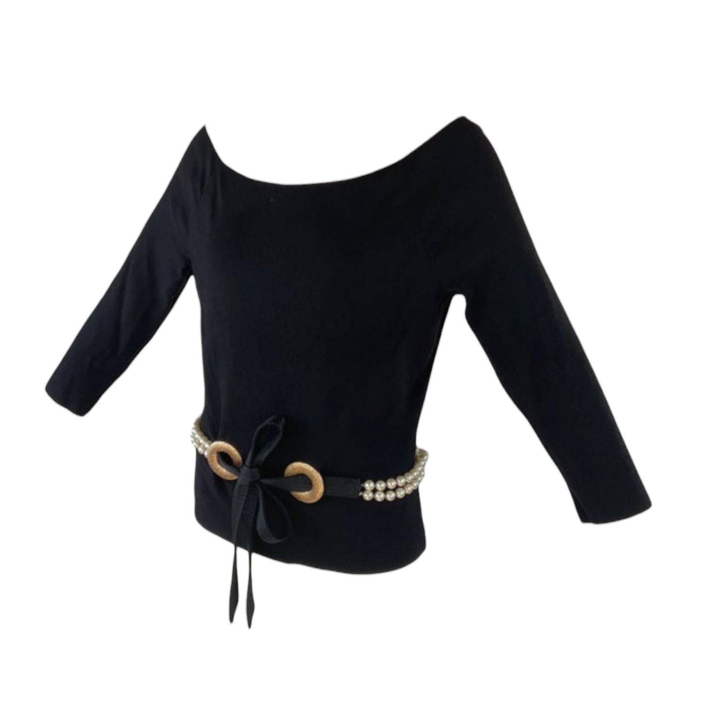 Vintage Valentino SS2005 runway pearl keyhole black top