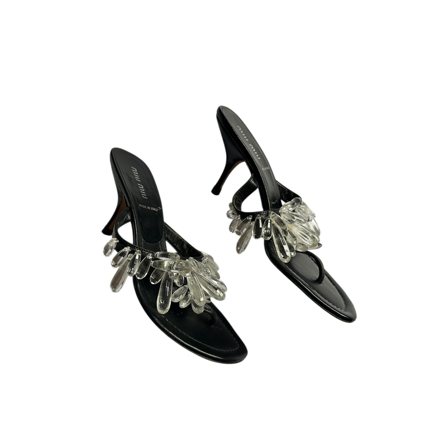 Vintage rare Miu Miu crystal thong sandals / 36