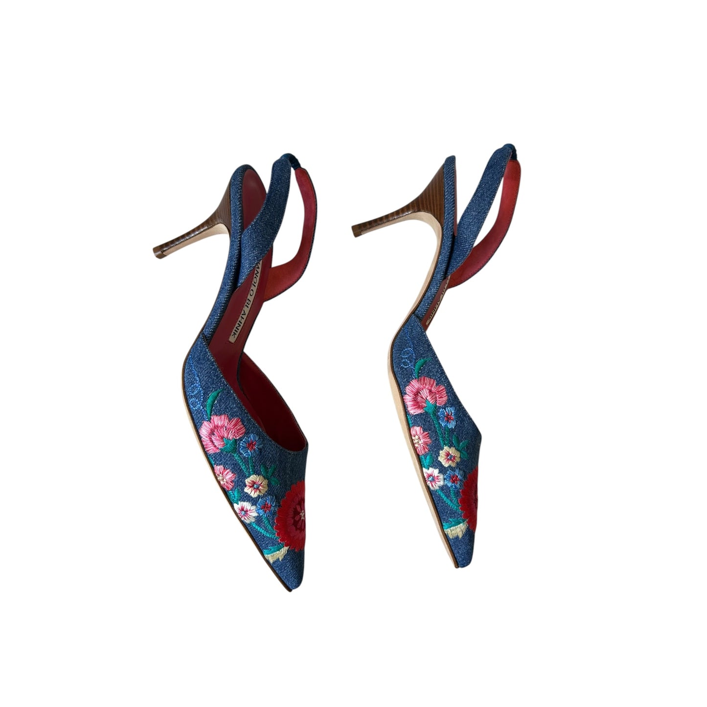 Vintage Manolo Blahnik floral canvas slingback heels NWT / 36.5