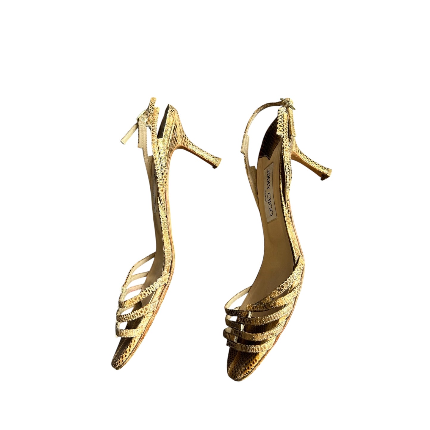 Vintage Jimmy Choo python skin sandal heels / 38