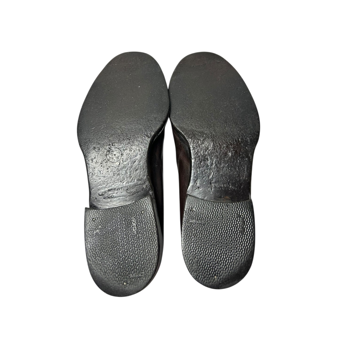 Vintage rare 90s Chanel brown leather CC interlocking logo loafers / 37