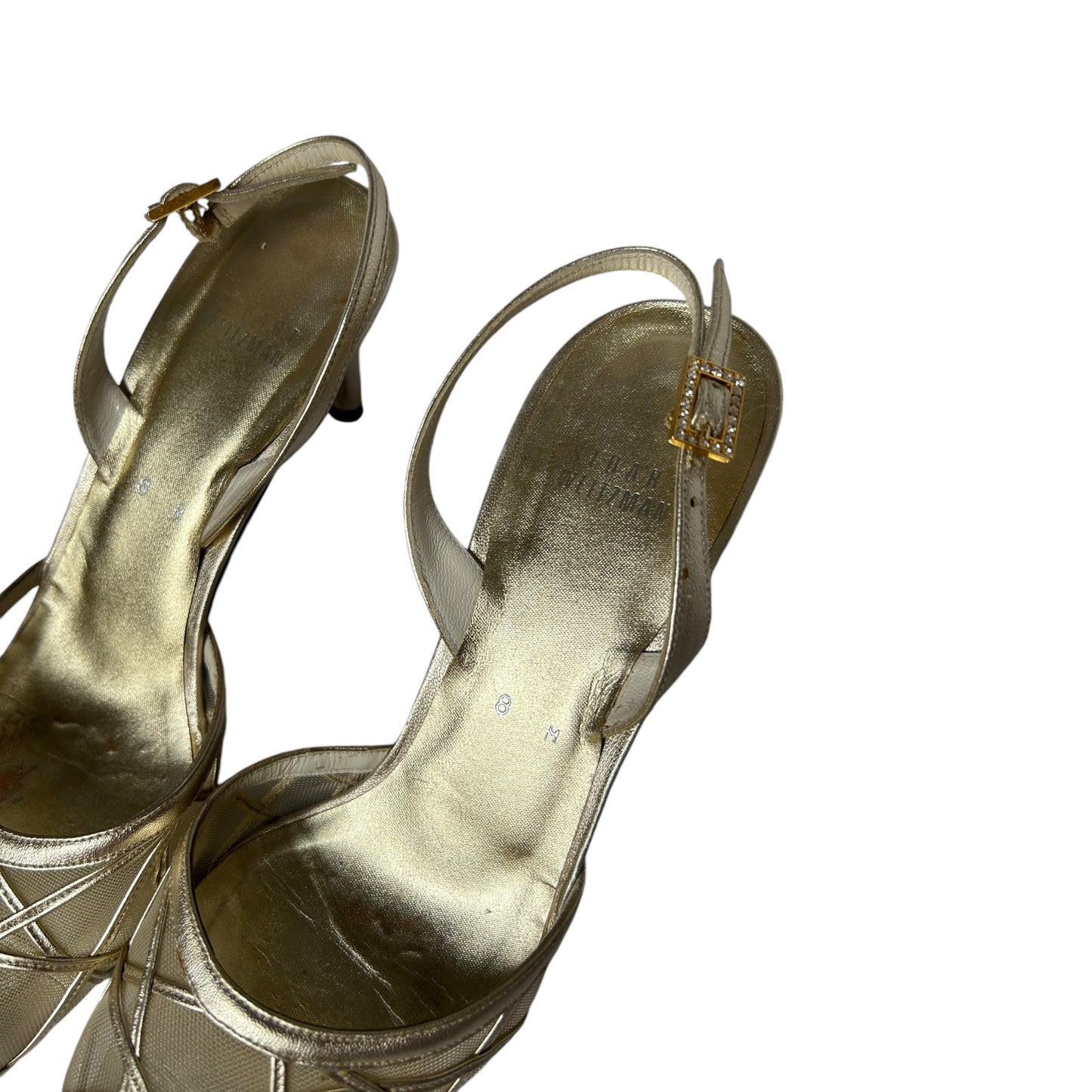 Vintage Stuart Weitzman metallic mesh slingback heels / 38