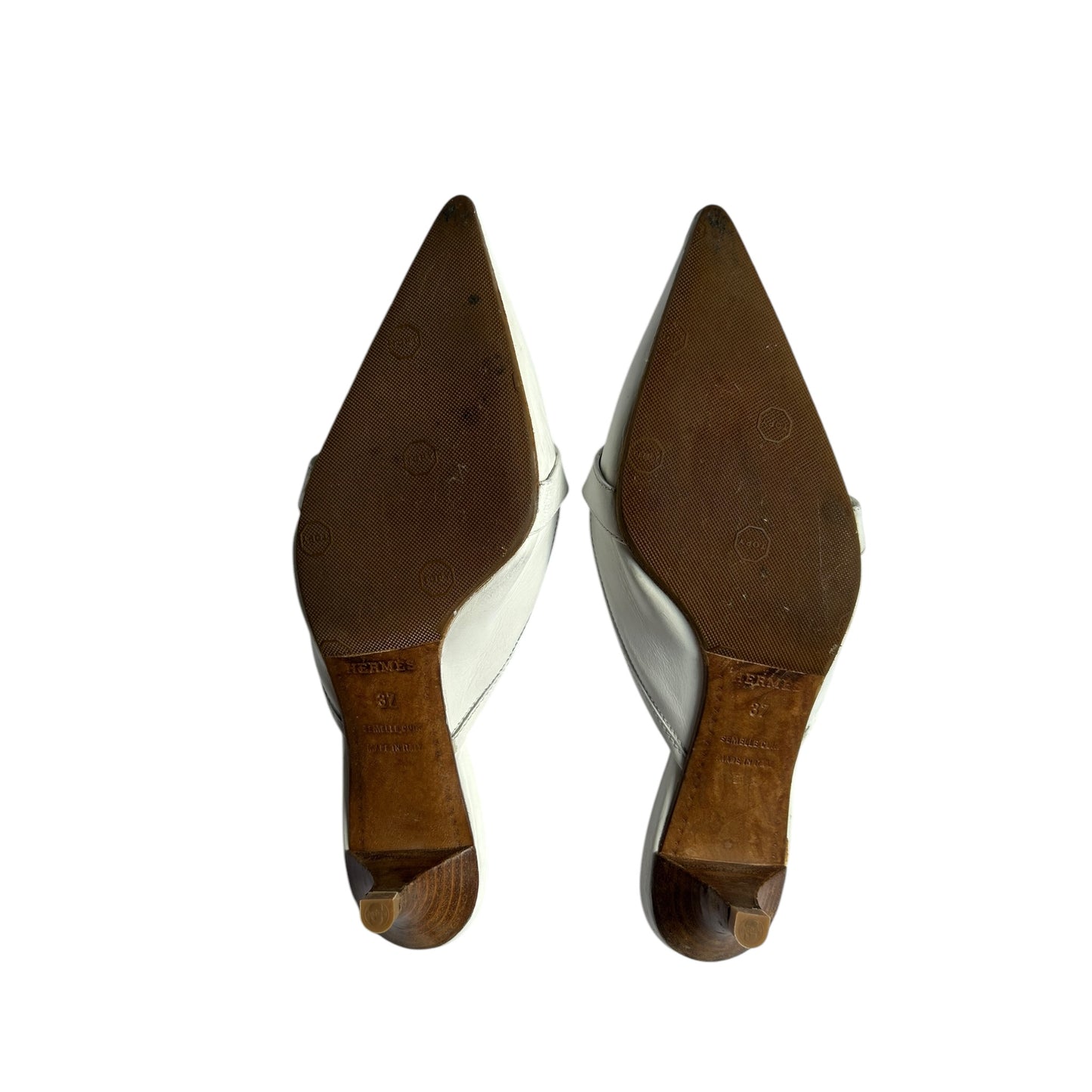 Vintage Hèrmes white mules / 37.5
