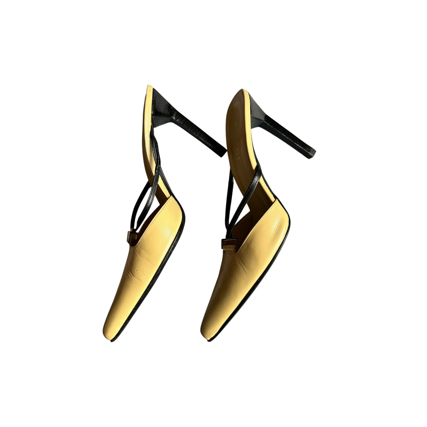 Vintage Gucci beige black mule heels / 37