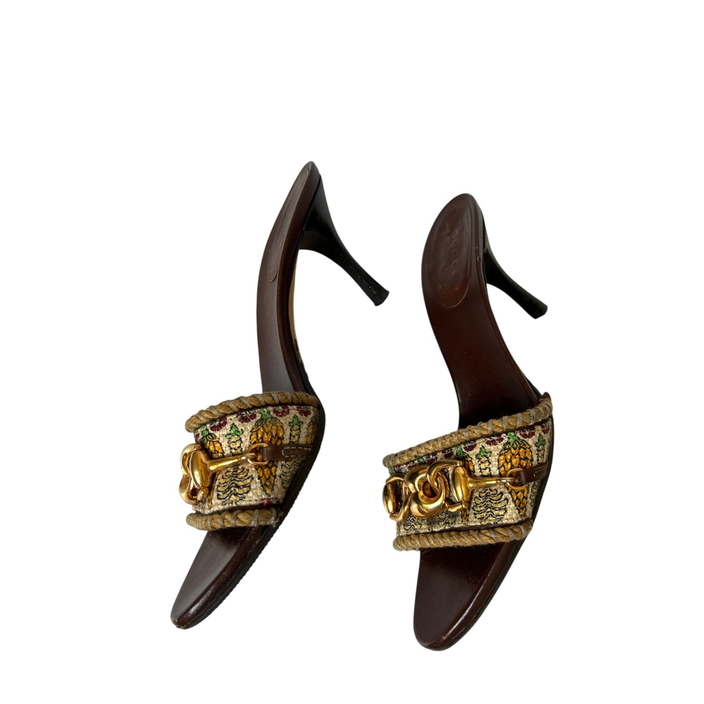 Vintage Gucci pineapple mule heels / 36.5