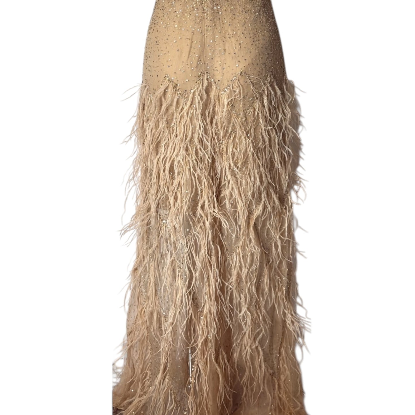 Vintage rare Oscar De La Renta Runway SS 2003 Sequin Feathered Gown