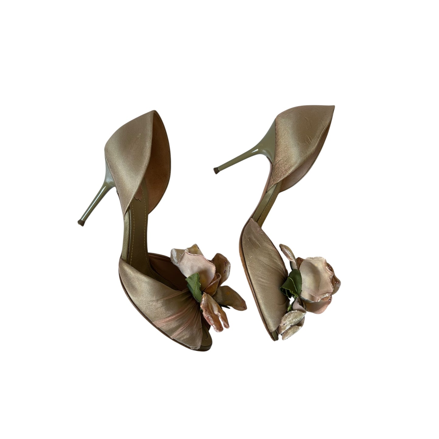 Vintage Rene Caovilla floral satin D’Orsay heels / 39