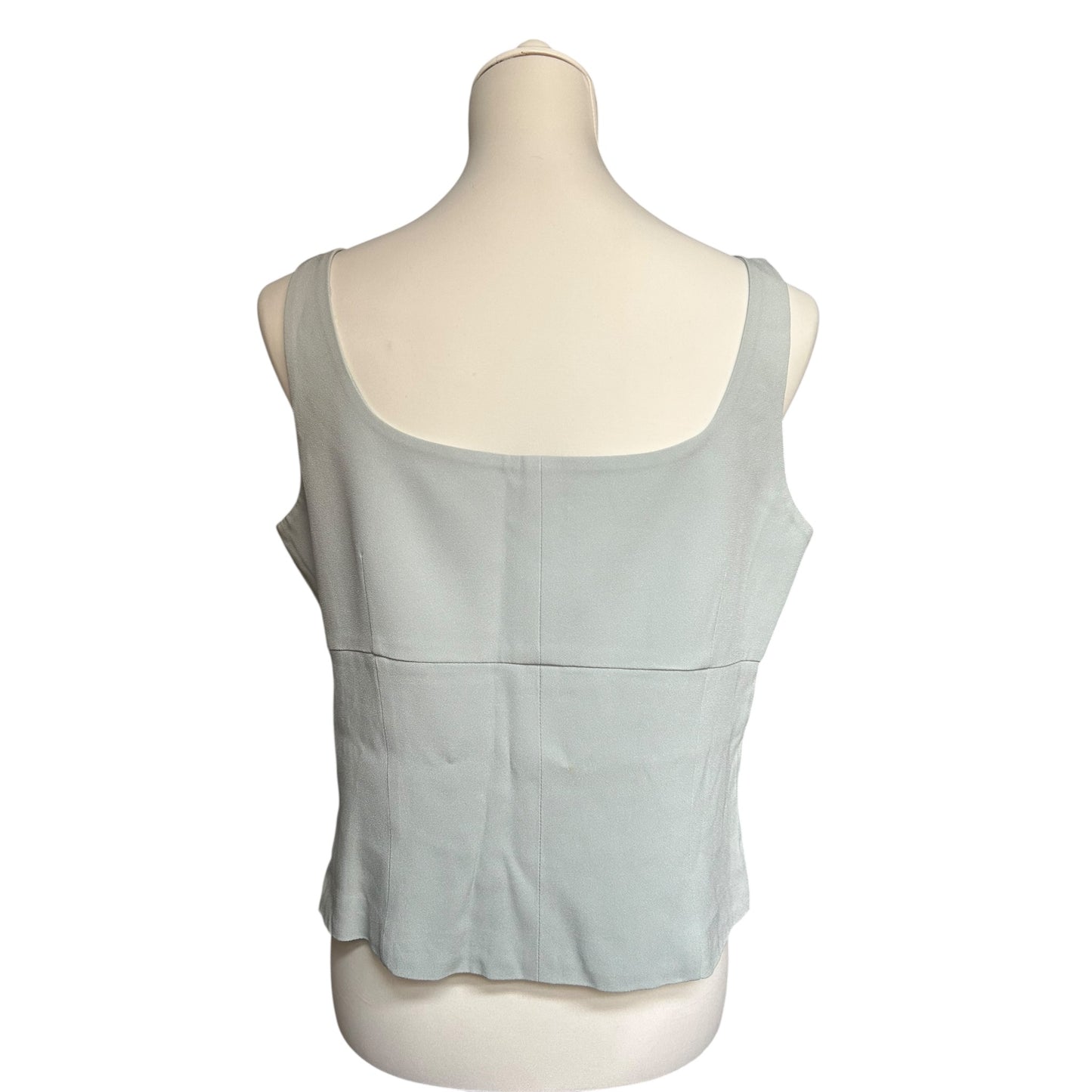 Valentino Roma Mint Green Silk Blend Top – Structured Sleeveless Designer Tank