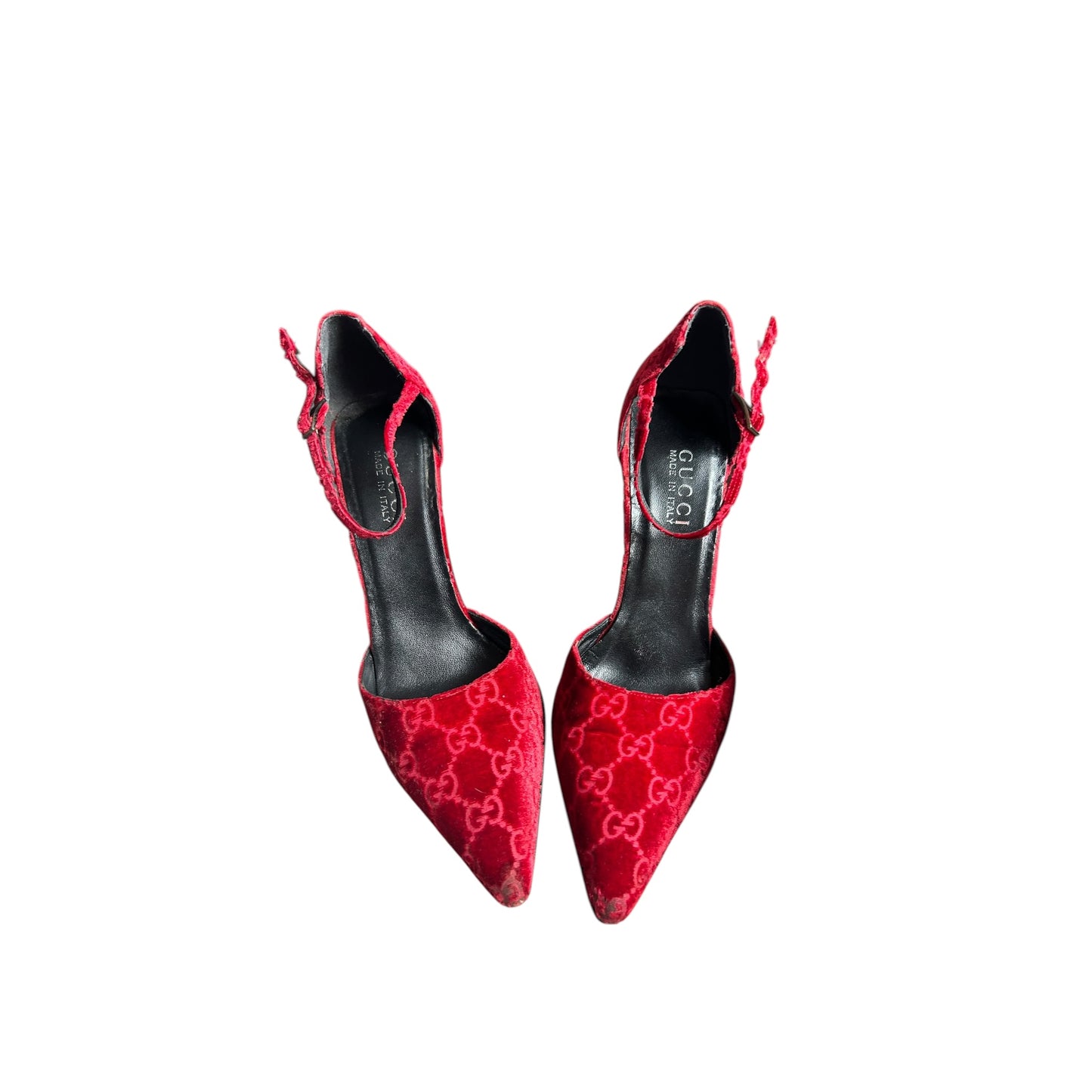 Vintage Gucci by Tom Ford FW 1997 GG monogram red heels / 38.5